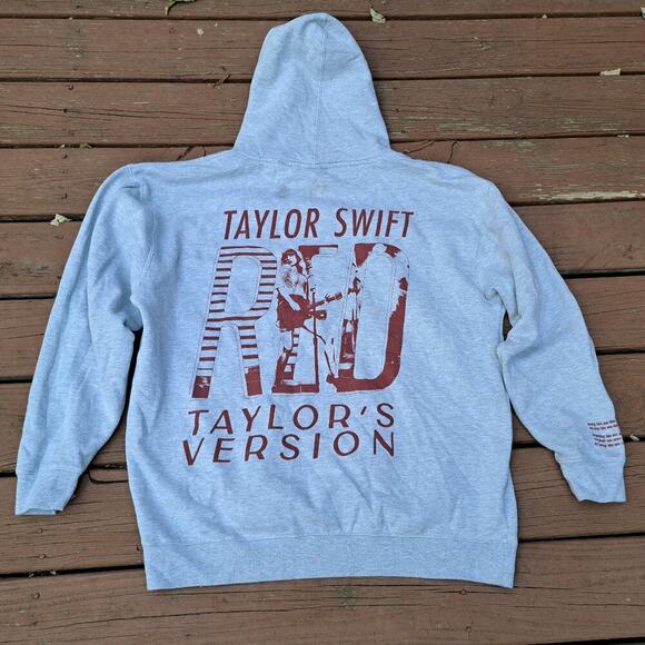 Taylor Swift Hoodie 2XL Gray Red Taylor's Version Pullover Swifties - Picture 1 of 12